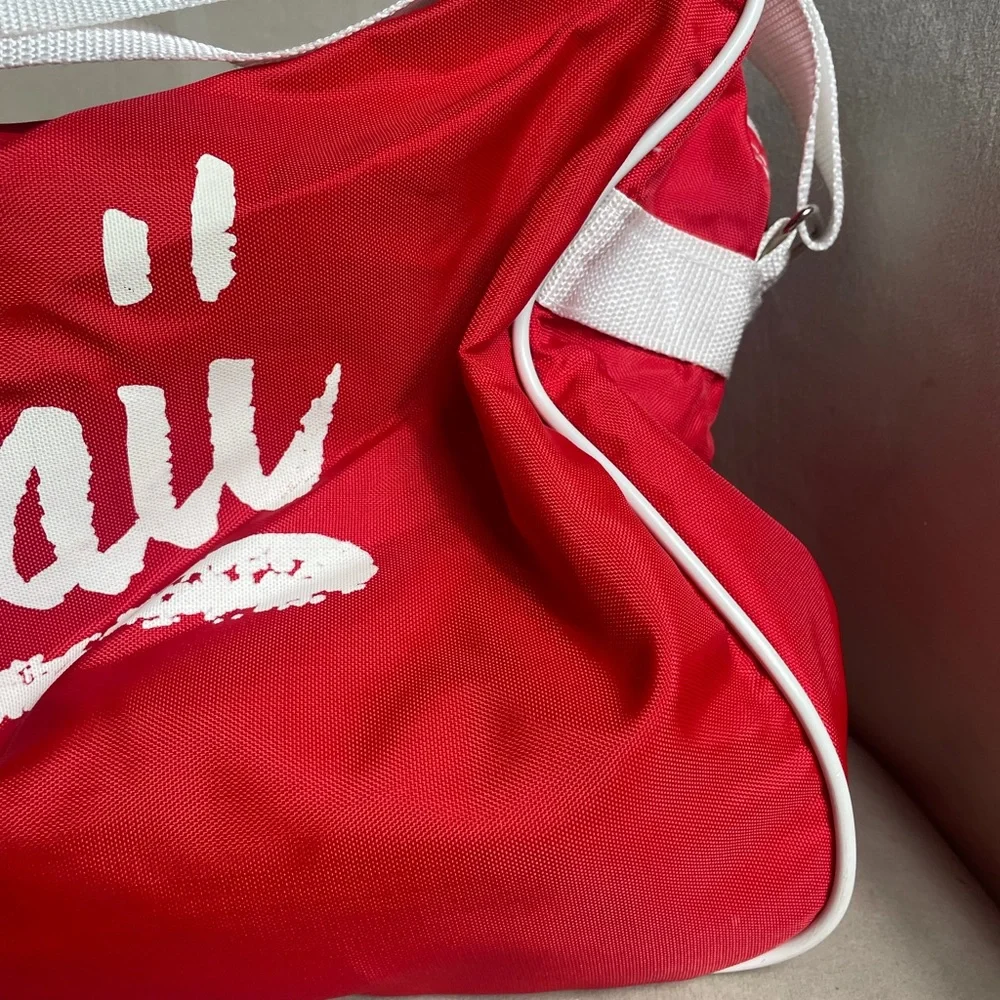 Red and White Hawaii Small Gym Duffle Bag Adjustable Strap - Picture 5 of 11